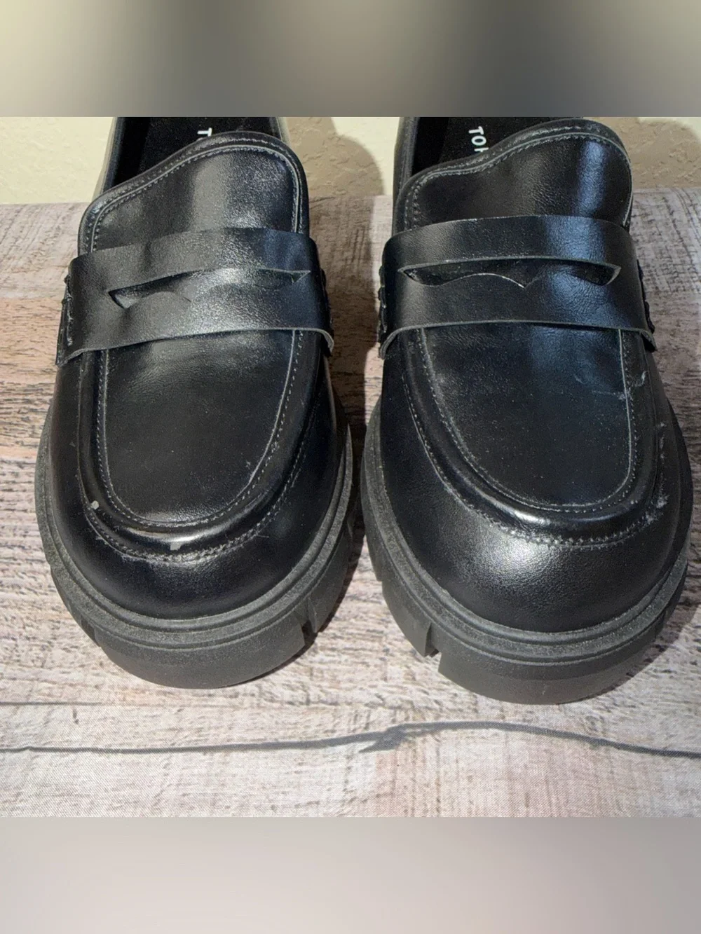 Torrid Chunky Lug Loafer Size 9WW Black Leather Platform Y2K Preppy Dress Shoe